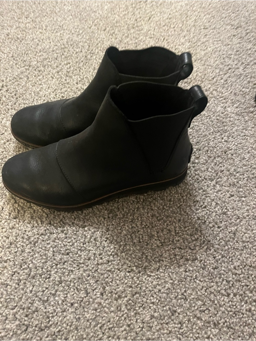 Sorel Black Leather Ankle Booties